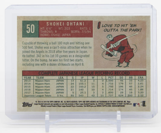 大谷翔平 ルーキーカード「1959 Topps」復刻デザイン&投球ポーズ 2018 Topps Archives #50 RC