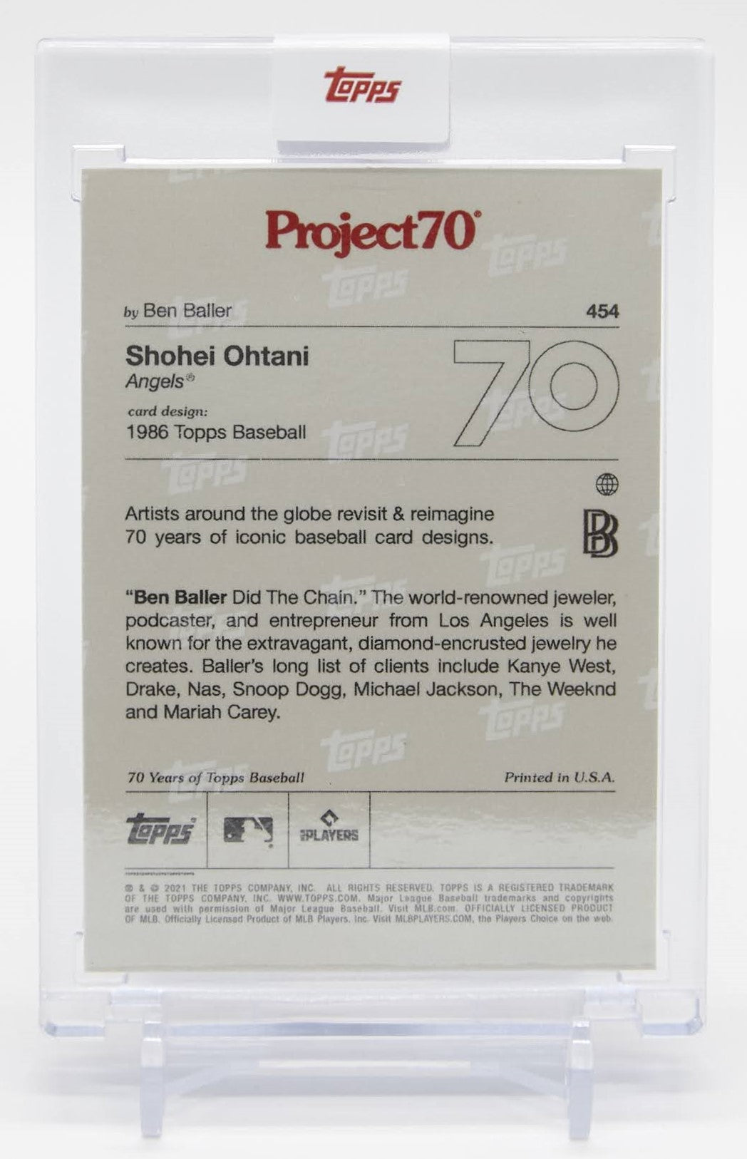 大谷翔平 アートカード 2021 Topps Project 70 Card 1986 Topps Art “SHO TIME” by Ben Baller #454 / PR: 7,102