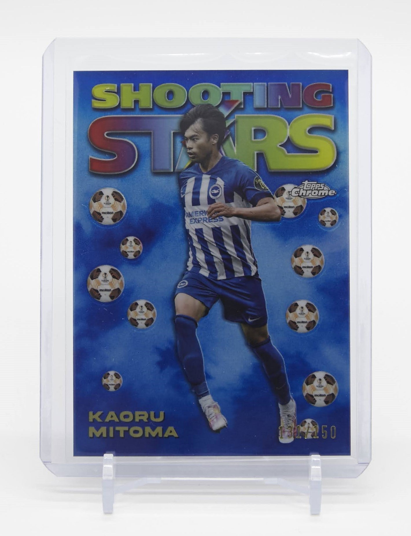 三苫 薫 「Shooting Stars」インサート 150枚限定ブルーパラレル 2023-24 Topps Chrome UEFA CLUB COMPETITIONS Shooting Stars #98-12 Kaoru Mitoma #'d/150