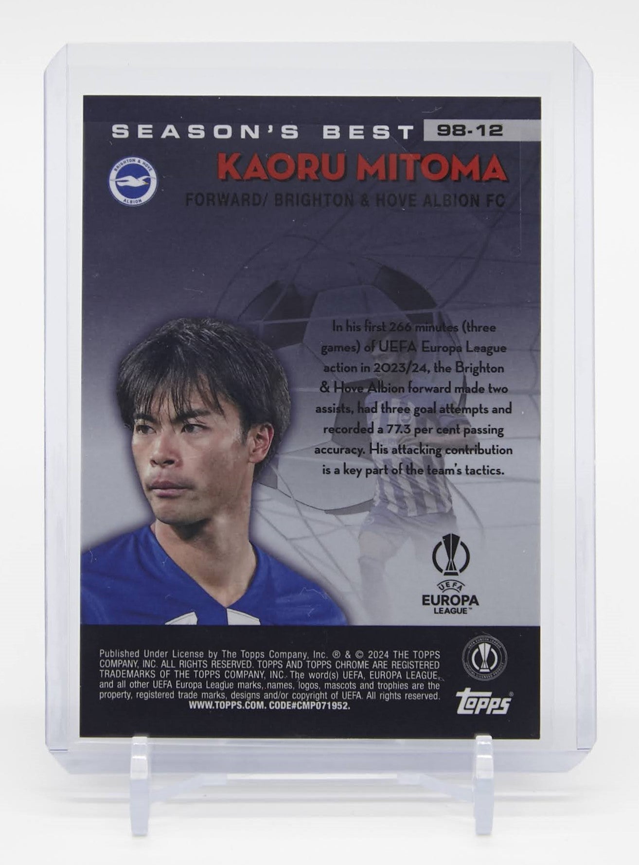 三苫 薫 「Shooting Stars」インサート 150枚限定ブルーパラレル 2023-24 Topps Chrome UEFA CLUB COMPETITIONS Shooting Stars #98-12 Kaoru Mitoma #'d/150