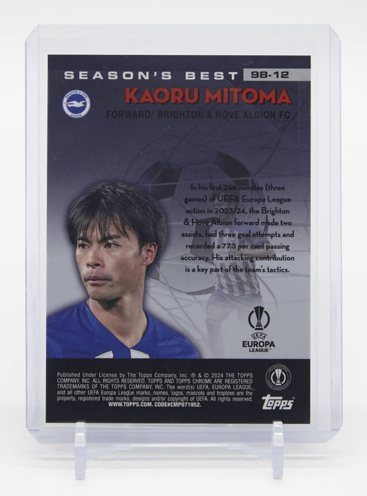 三苫 薫 「Shooting Stars」インサート 150枚限定ブルーパラレル 2023-24 Topps Chrome UEFA CLUB COMPETITIONS Shooting Stars Blue #98-12 Kaoru Mitoma #'d/150