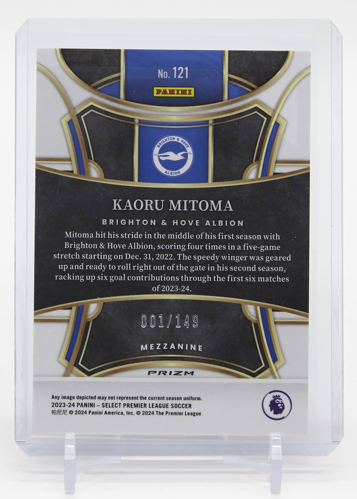 三苫 薫 149枚限定 パープルパラレル ファーストナンバーシリアル 2023-24 Panini Select Mezzanine Purple Prizm #121 Kaoru Mitoma #'d 001/149