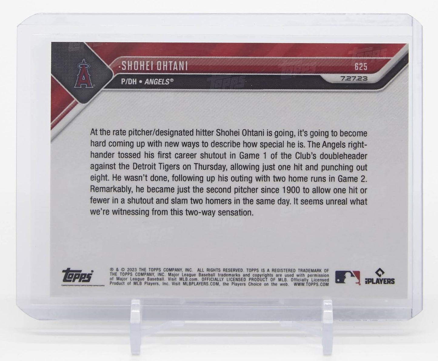 大谷翔平 2023 MLB Topps Now カード #625 The greatest doubleheader of all time