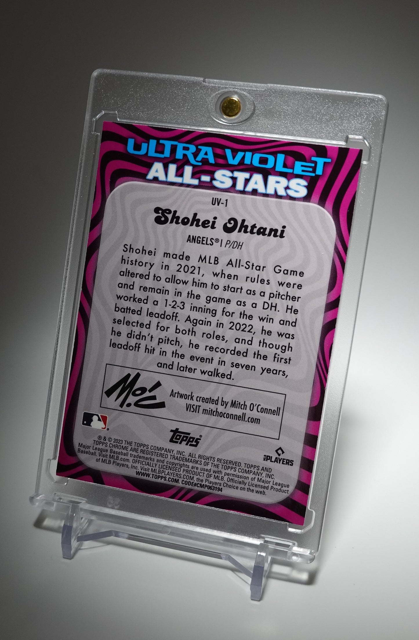 大谷翔平 レアインサート Case Hit 級 人気アートカード 2023 Topps Chrome Ultra Violet All-Stars Insert by Mitch O'Connell Artwork #UV-1 Shohei Ohtani