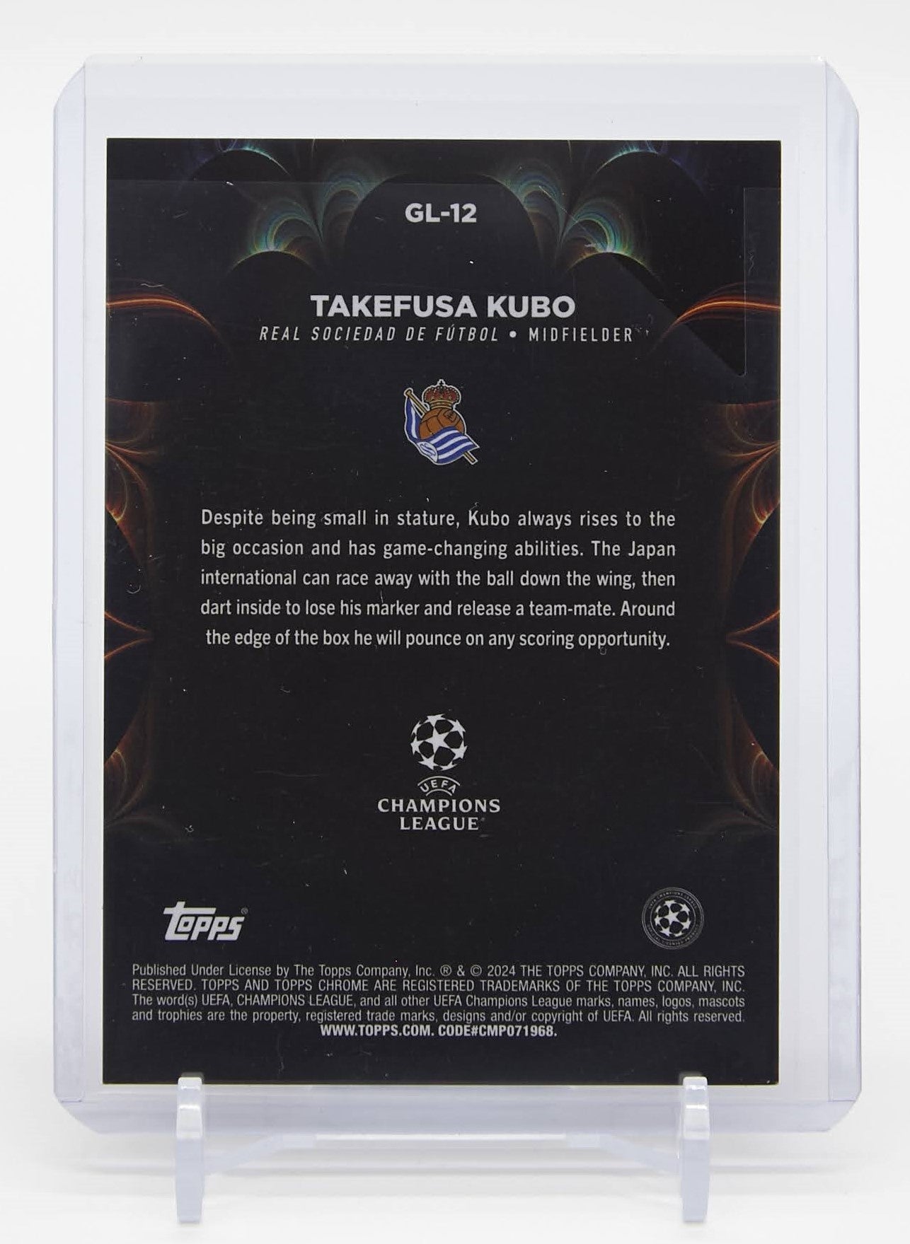 久保建英 25枚限定 オレンジリフラクターパラレル「GOLAZO」インサート 2023-24 Topps Chrome UEFA CLUB COMPETITIONS Golazo Orange Refractor SSP #GL-12 Takefusa Kubo #'d/25