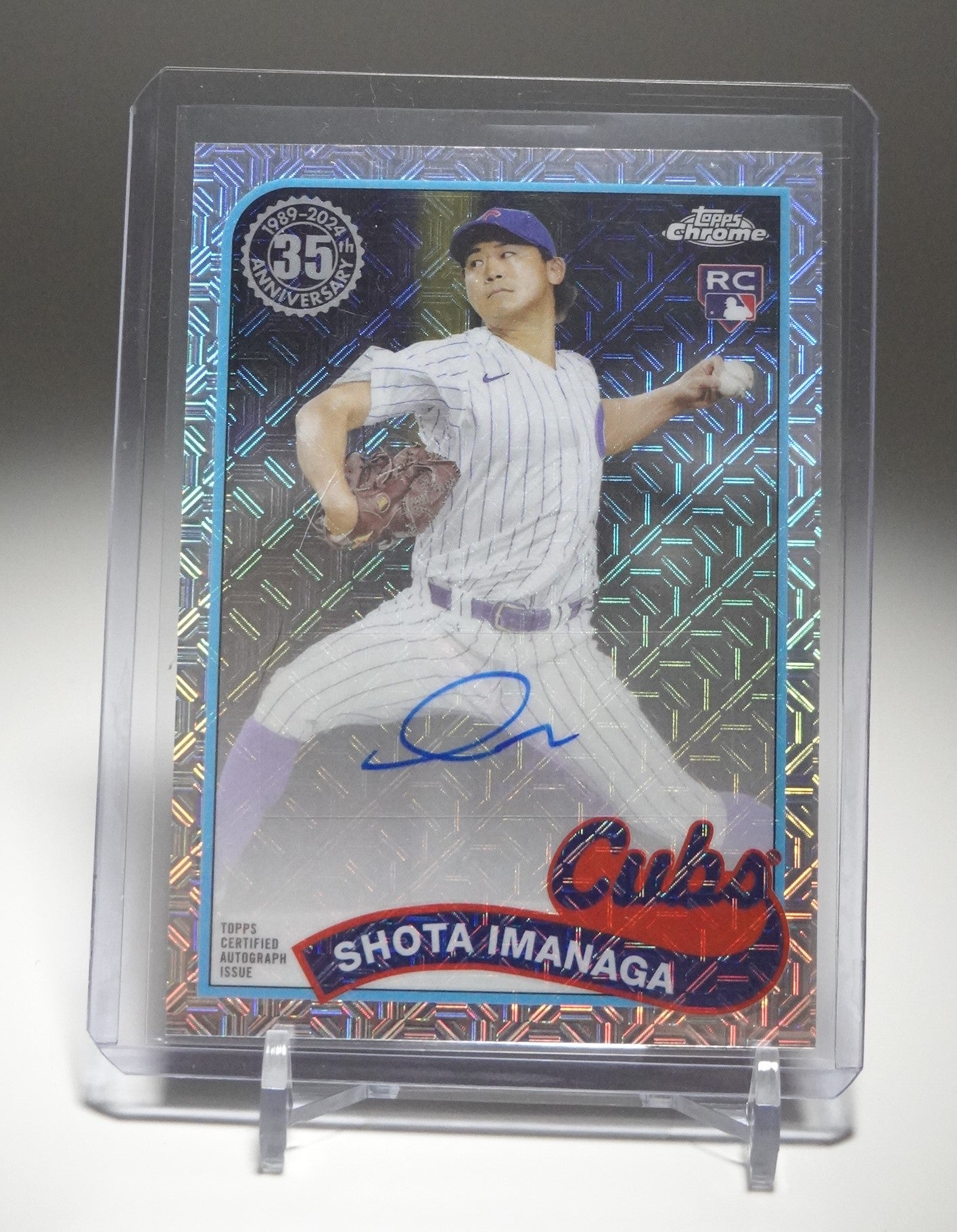 今永昇太 直筆サイン&ルーキーカード Mojoリフラクター SSP 2024 Topps Series2 Mojo Refractor 1989 Topps Chrome Silver Packs #2T89C-47 Shota Imanaga AUTO RC