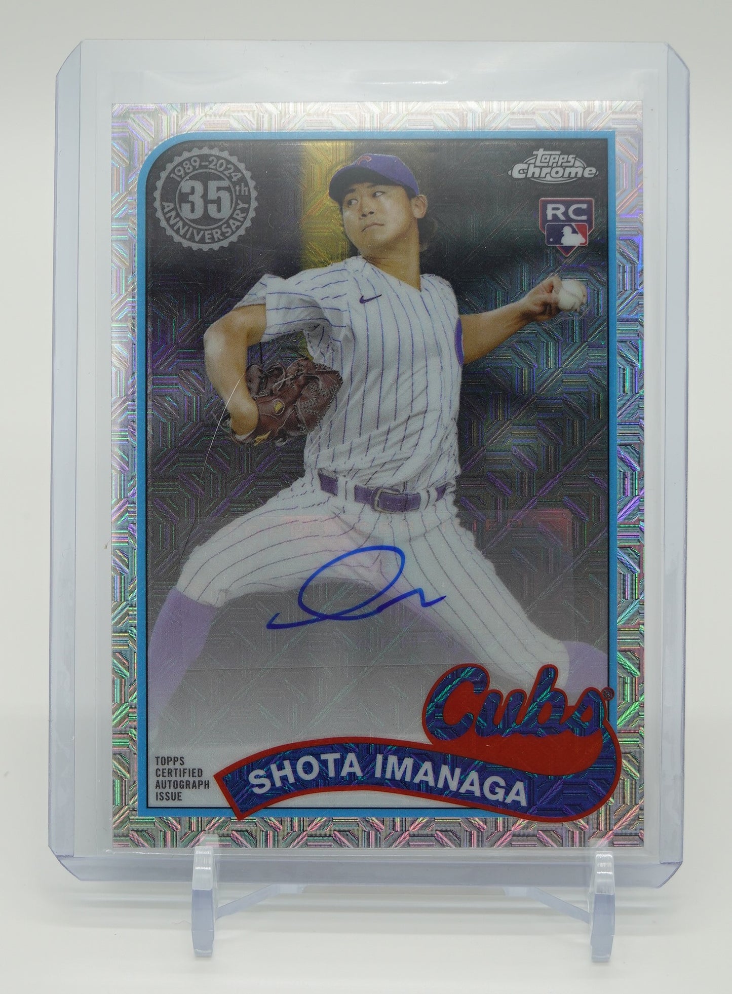 今永昇太 直筆サイン&ルーキーカード Mojoリフラクター SSP 2024 Topps Series2 Mojo Refractor 1989 Topps Chrome Silver Packs #2T89C-47 Shota Imanaga AUTO RC