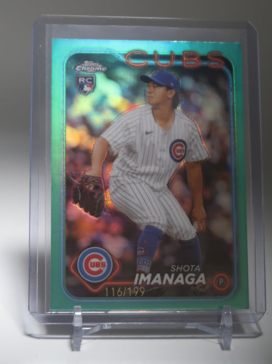 今永昇太 ルーキーカード 199枚限定Aqua リフラクター 2024 Topps Chrome Aqua Refractor #121 Shota Imanaga RC #'d/199