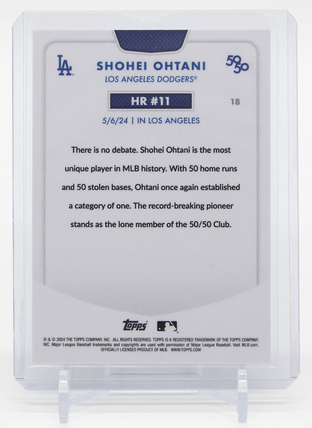 大谷翔平 50/50カード 75枚限定 アクア・リフラクター 2024 Topps 50/50 Shohei Ohtani Home Run #11 #18 Aqua Refractor #'d/75