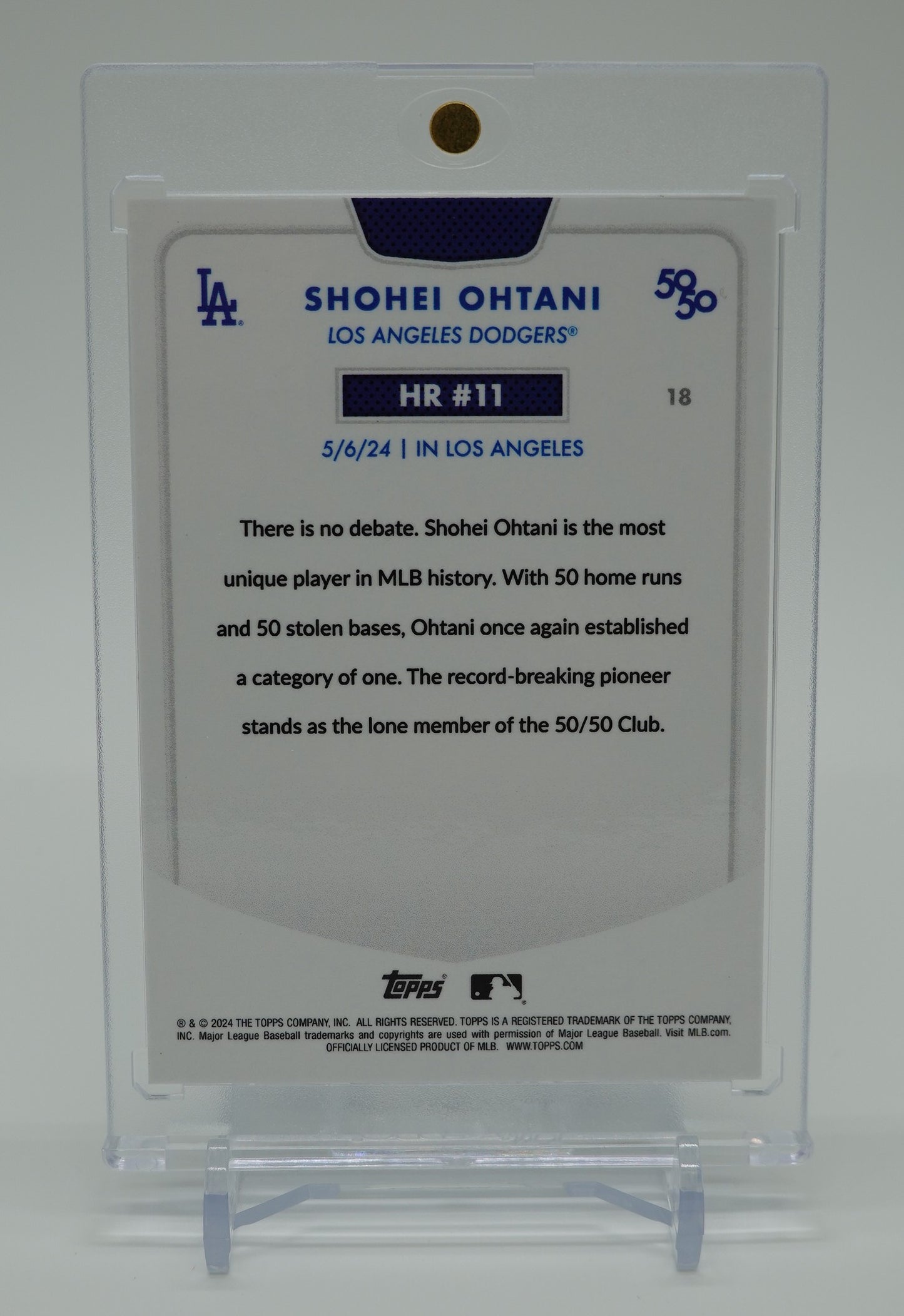 大谷翔平 50/50カード 75枚限定 アクア・リフラクター 2024 Topps 50/50 Shohei Ohtani Home Run #11 #18 Aqua Refractor #'d/75
