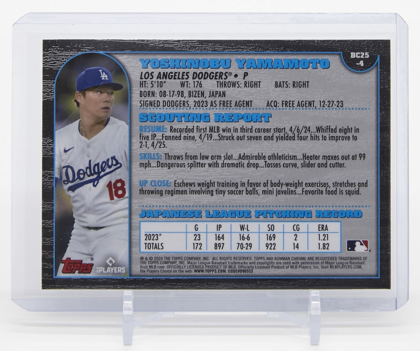 山本由伸「1999 Bowman Chrome 25th Anniversary」インサートカード&ルーキーカード リフラクター仕様 2024 Bowman Chrome 1999 25th Anniversary Refractor #BC25 Yoshinobu Yamamoto RC