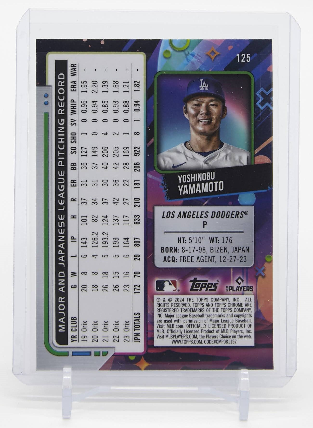 山本由伸 ルーキーカード 2024 Topps Cosmic Chrome #125 Yoshinobu Yamamoto RC