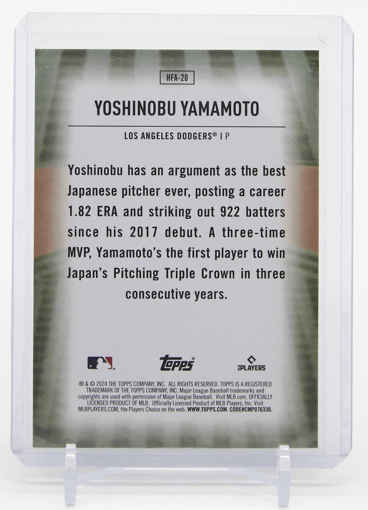 山本由伸 ルーキー/インサートカード 2024 Topps Chrome Update Home Field Advantage Chrome #HFA-20 Yoshinobu Yamamoto RC