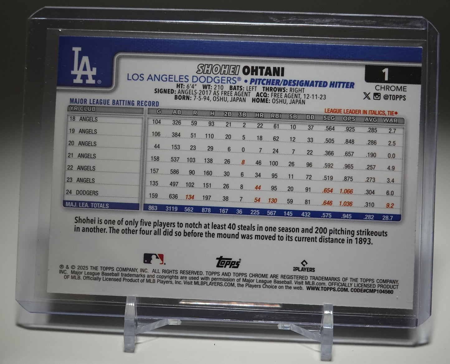 大谷翔平 ショートプリント Image Variationリフラクター 2025 Topps Chrome Refractor SP #1 Shohei Ohtani