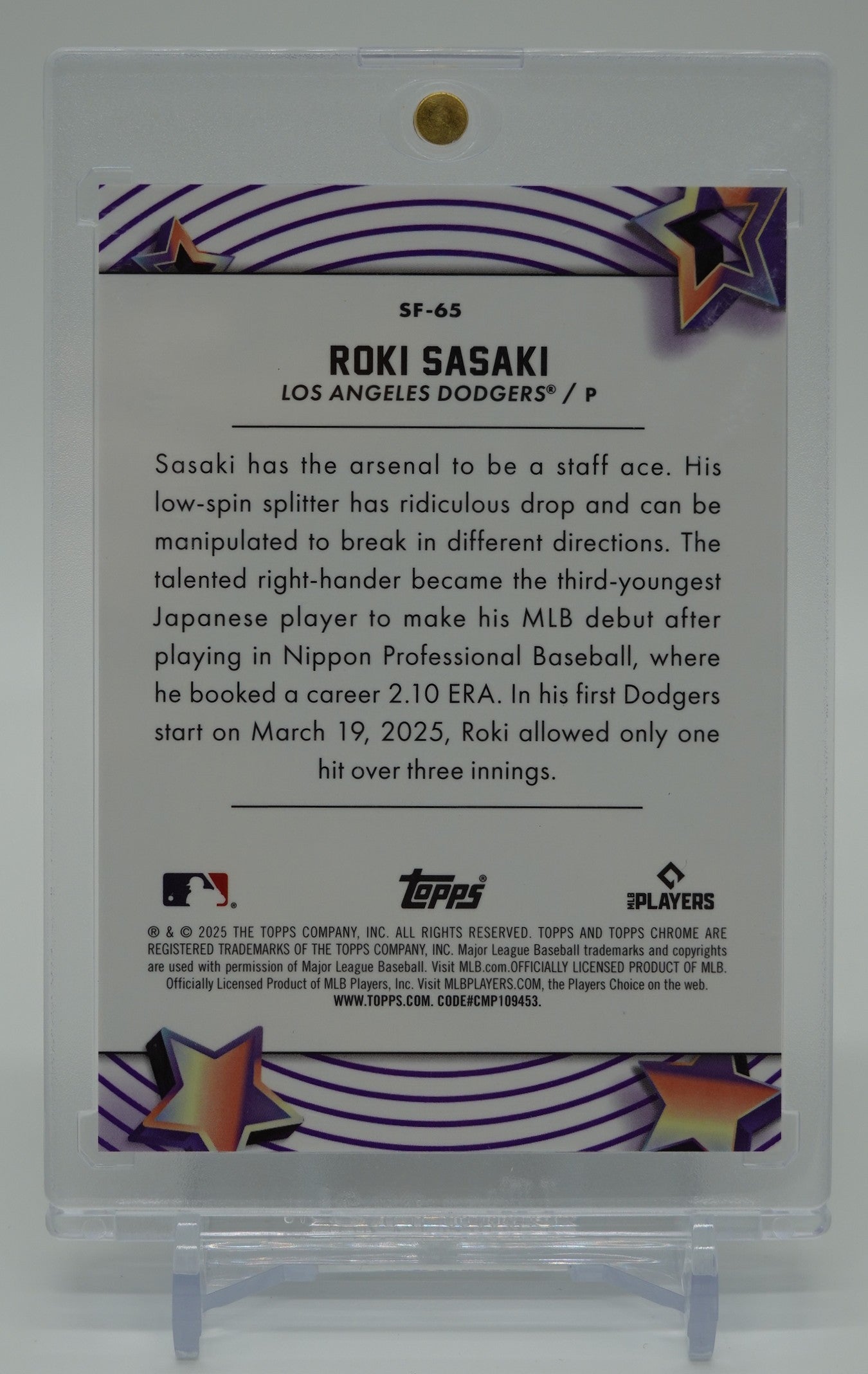 佐々木朗希 Starfractorインサート/ルーキーカード 2025 Topps Cosmic Chrome Starfractor Refractor Roki Sasaki RC