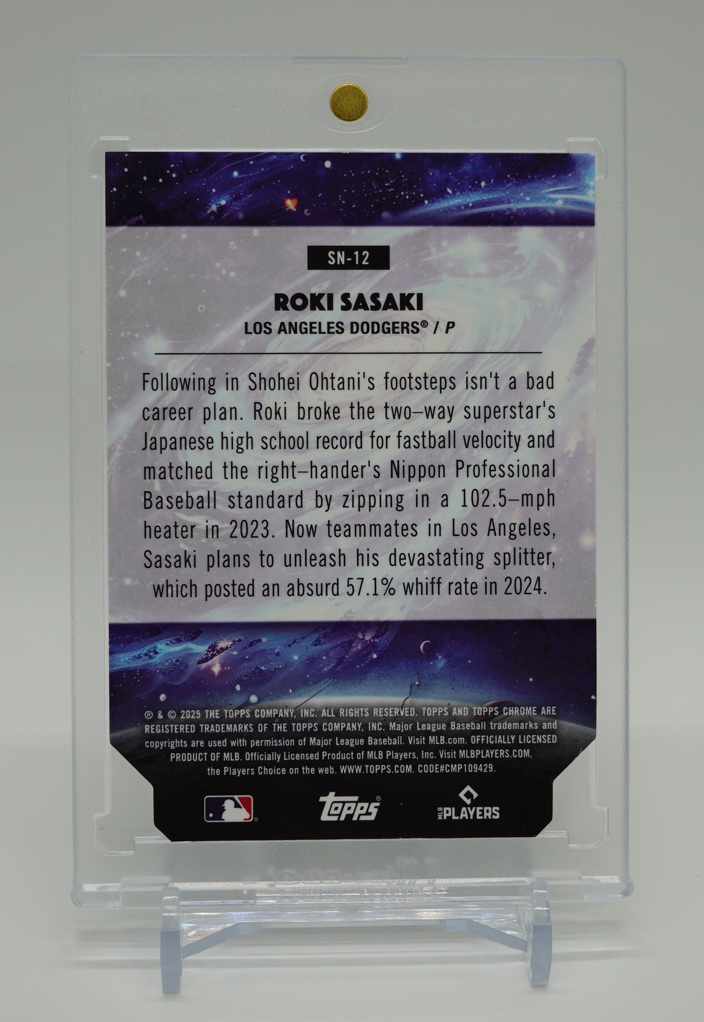 佐々木朗希 ルーキーカード Stella Nova インサート リフラクター 2025 Topps Cosmic Chrome Baseball Stella Nova Insert Refractor #SN-12 Roki Sasaki RC