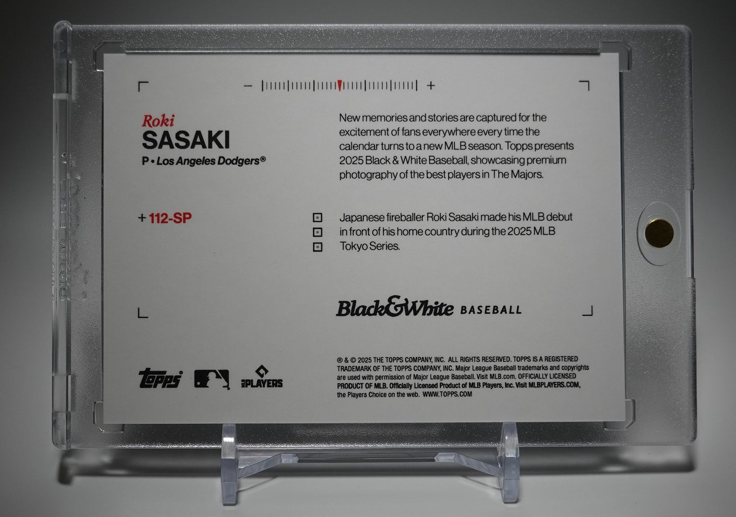 佐々木朗希 ショートプリント Image Variation ルーキーカード 2025 Topps Black And White Image Variation SP #112-SP Roki Sasaki RC