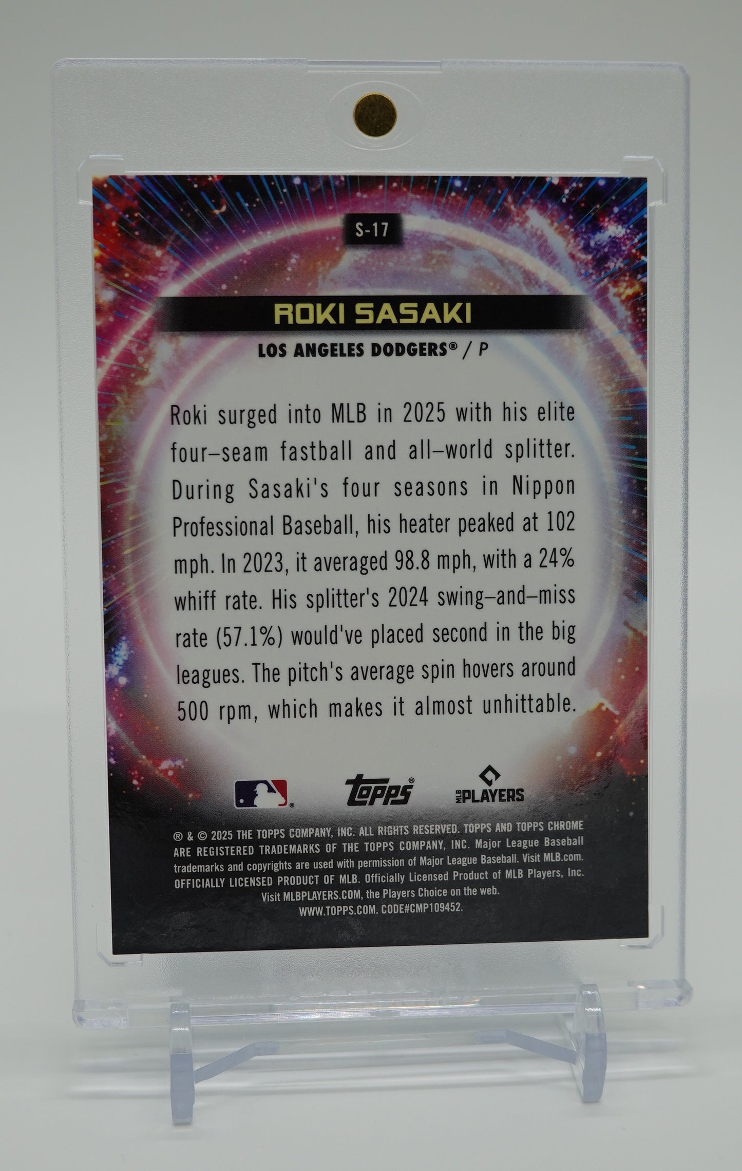 【SSP/ ケースヒット】佐々木朗希 ルーキーカード 2025 Topps Chrome Cosmic Supernova Insert #S-17 美品 リフラクター調