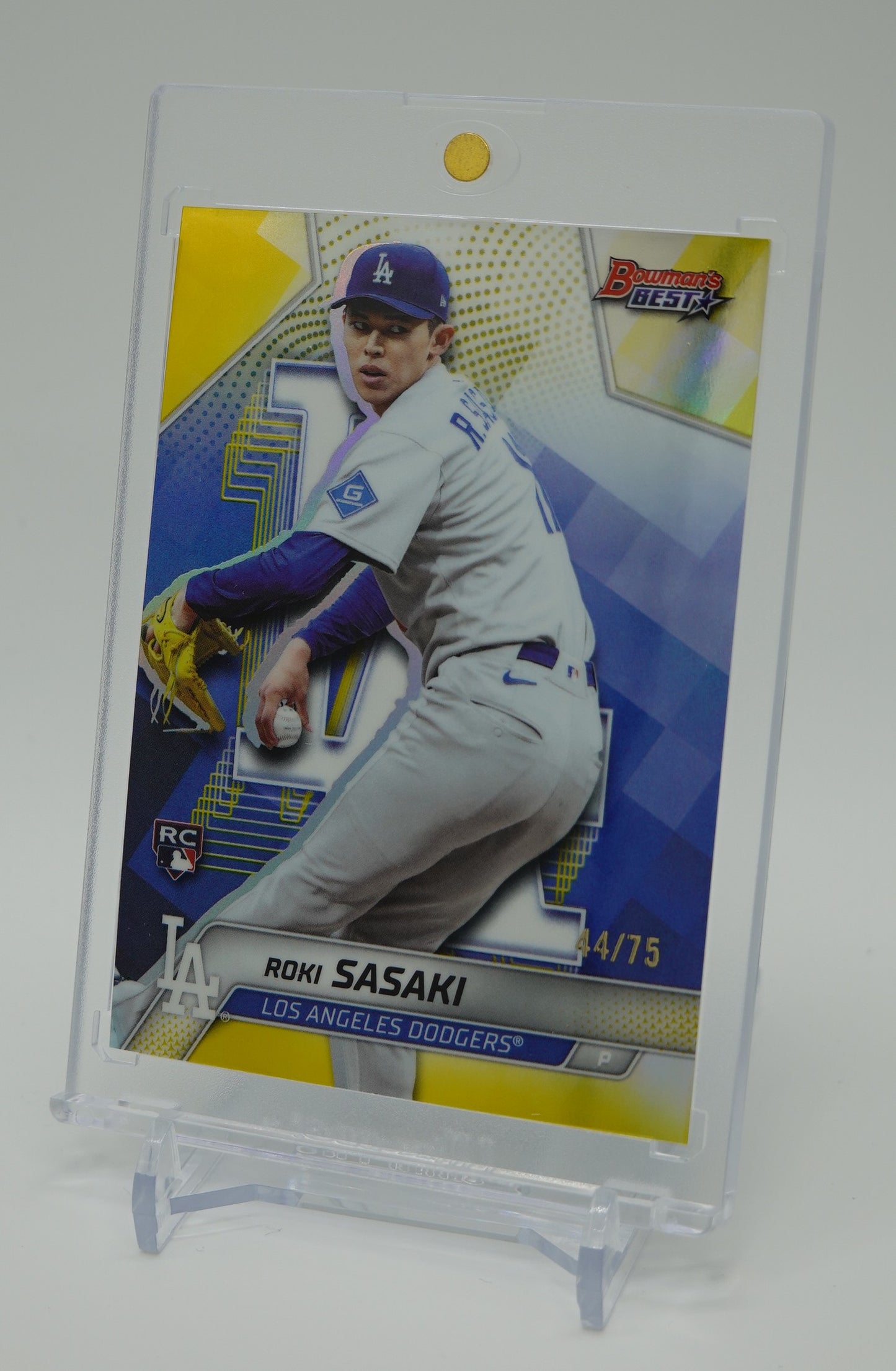 佐々木朗希 世界75枚限定 イエローリフラクター ルーキーカード 2025 Bowman's Best Yellow Refractor #18 Roki Sasaki RC #'d/75