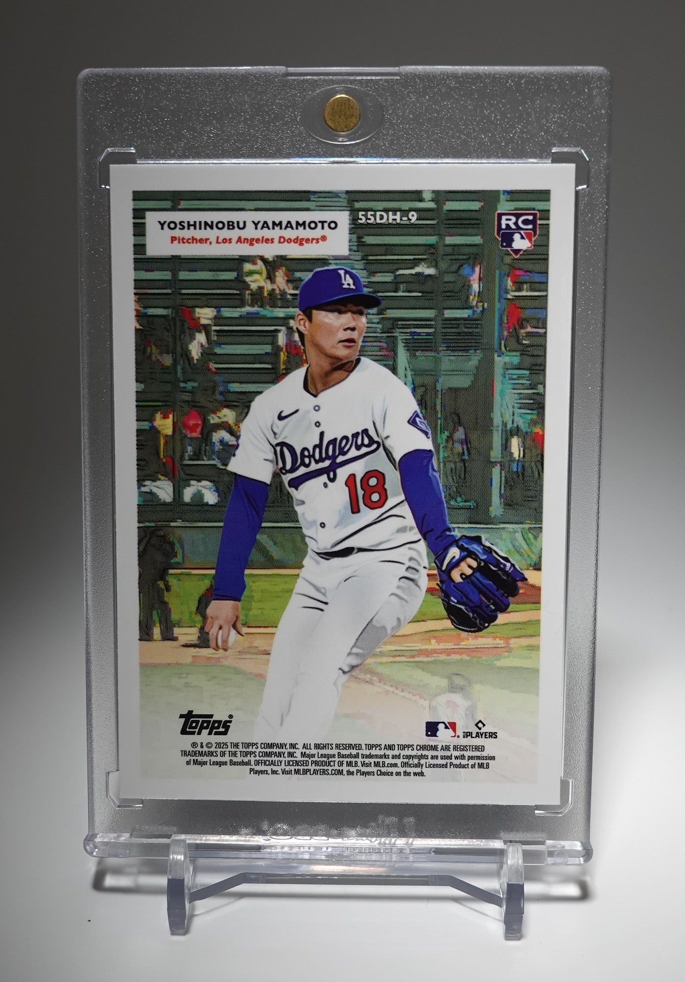 佐々木朗希 ルーキーカード / 山本由伸 裏面RCロゴ表記エラー リフラクター仕様 2025 Topps Chrome Platinum Anniversary 1955 Topps Doubleheaders Refractor #55DH-9 Roki Sasaki / Yoshinobu Yamamoto, Los Angeles Dodgers
