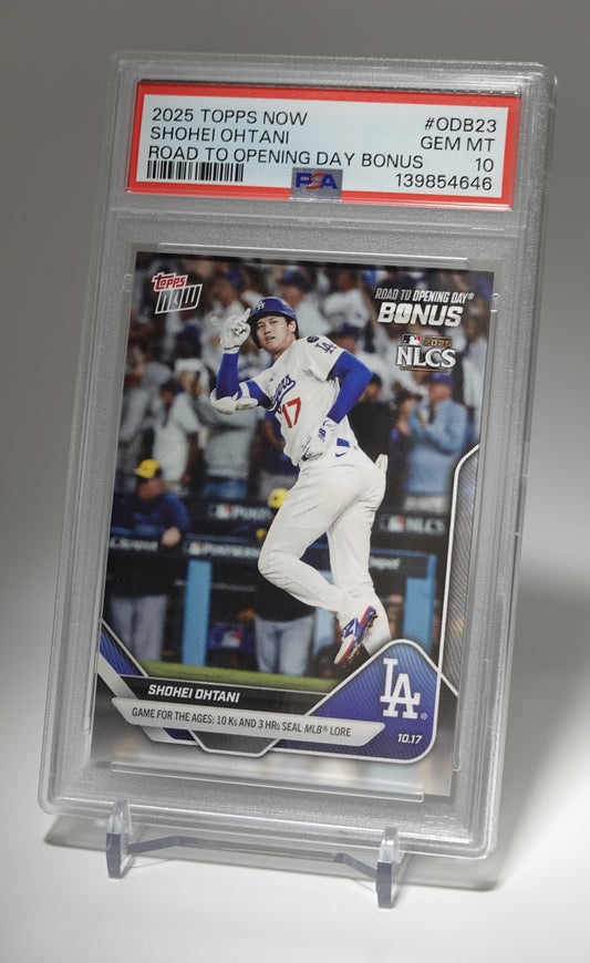 【PSA 10 GEM MINT】 大谷翔平 2025 Topps Now ROAD TO OPENING DAY BONUS #ODB23 Shohei Ohtani 3HR&10K 歴史的試合記念カード 非売品