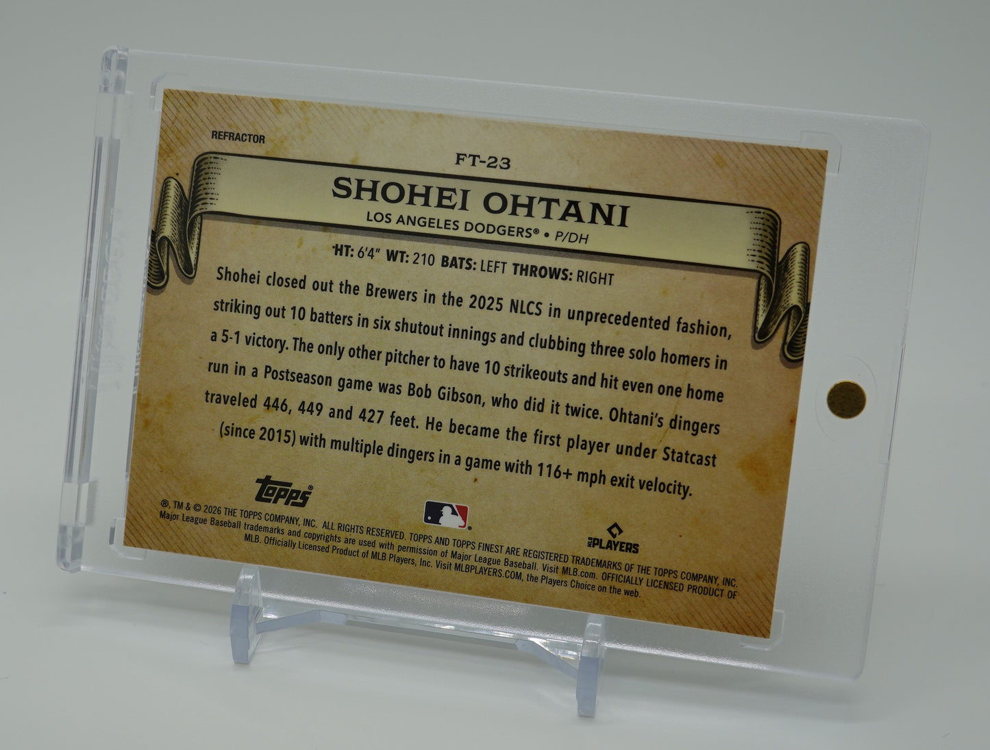 大谷翔平 Finest Timelines インサート リフラクターパラレル 2026 Topps Finest #FT-23 Shohei Ohtani “The Greatest Game”