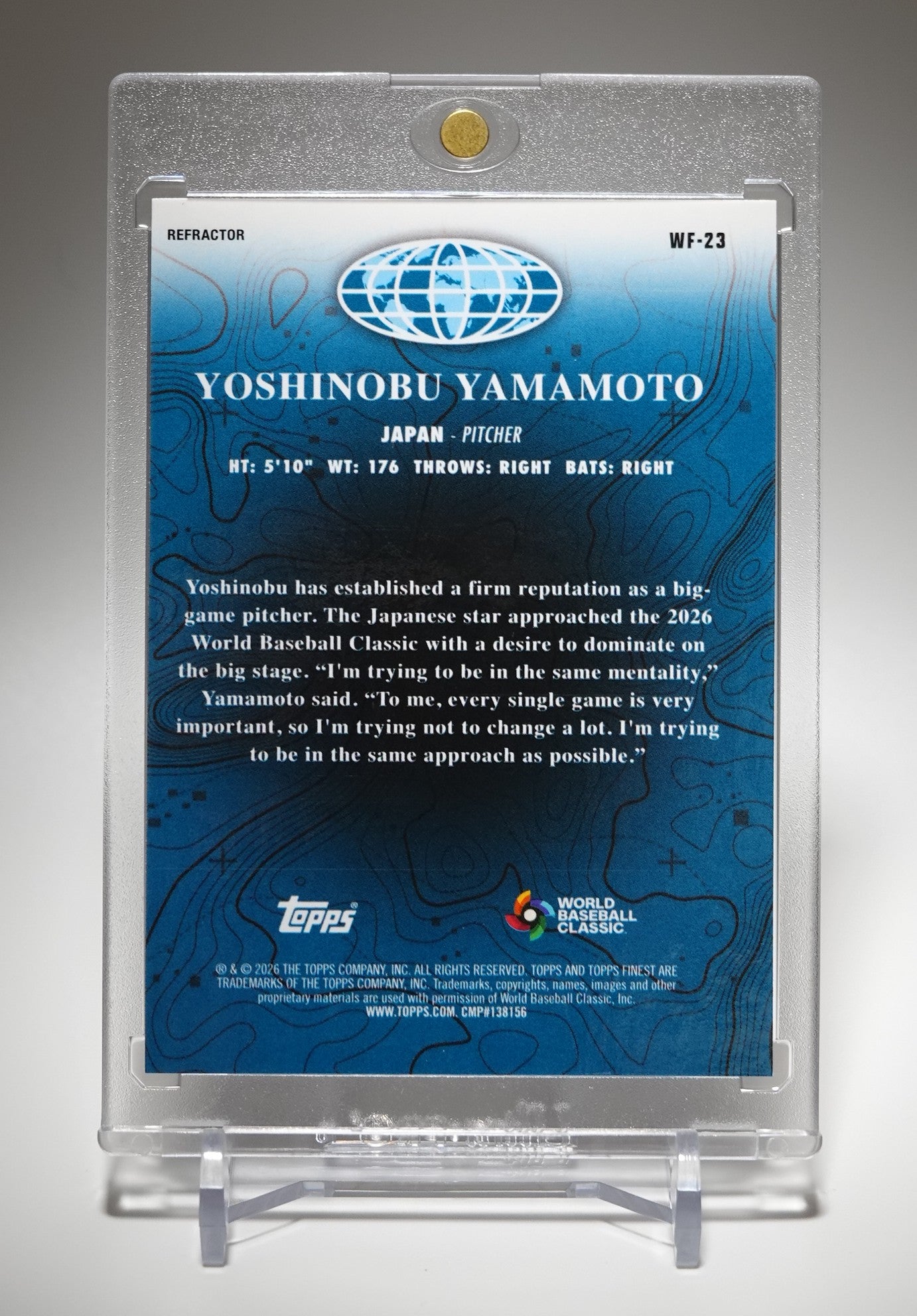 山本由伸 WBC 日本代表 リフラクターパラレル 2026 Topps Finest World's Finest #WF-23 Yoshinobu Yamamoto