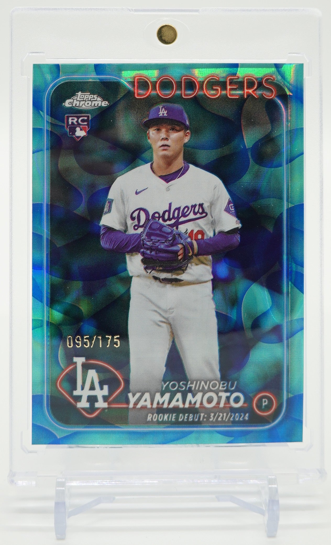 山本由伸 ルーキーカード 175枚限定アクア・ブルー・ラバランプ・リフラクター 2024 Topps Chrome Update Aqua/Blue Lava Lamp Refractor #USC108 Yoshinobu Yamamoto RC #'d/175