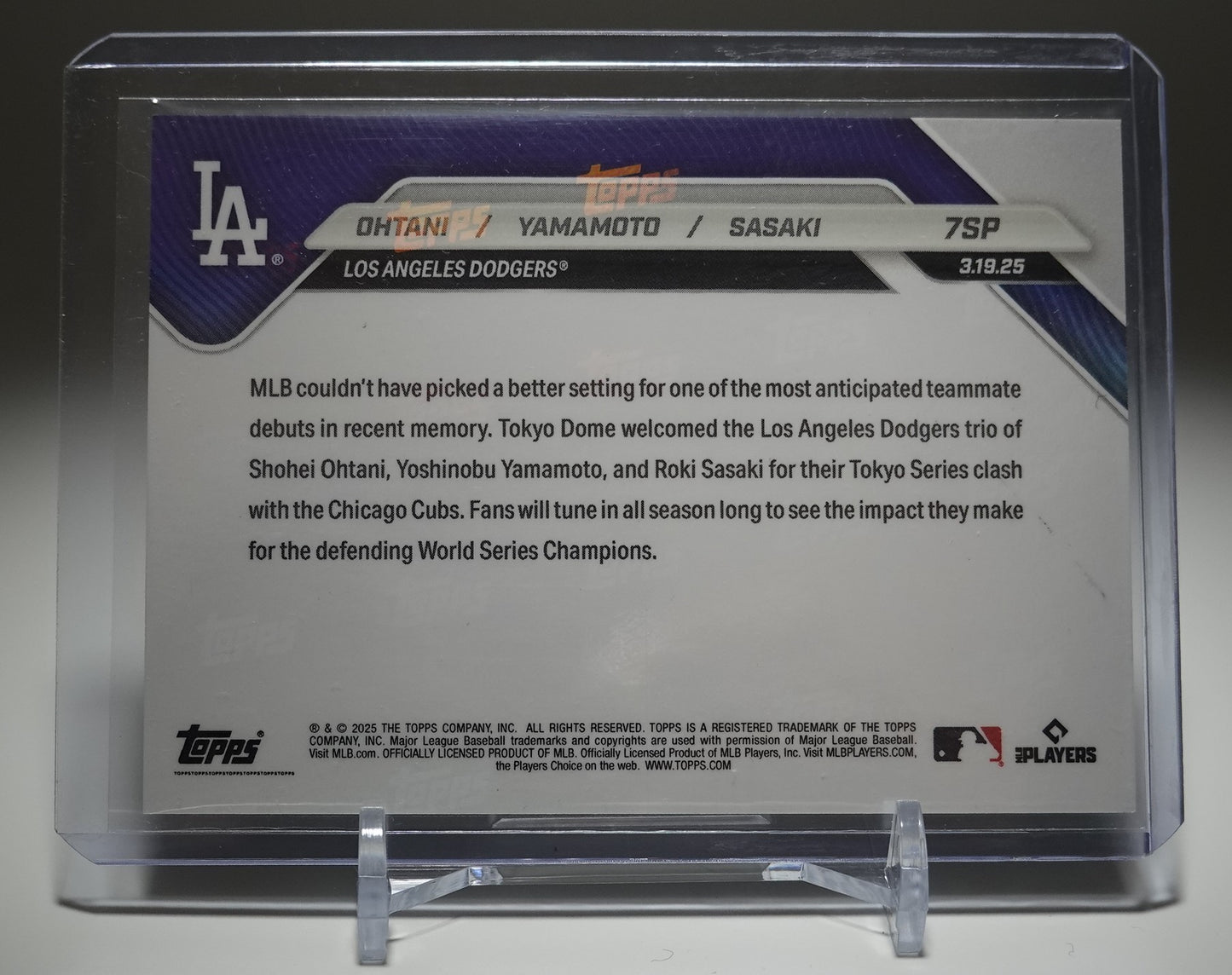 大谷翔平 / 山本由伸 / 佐々木朗希 「MLB東京シリーズ」Image Variation パラレル SP 2025 Topps NOW Tokyo Series Image Variation #7SP