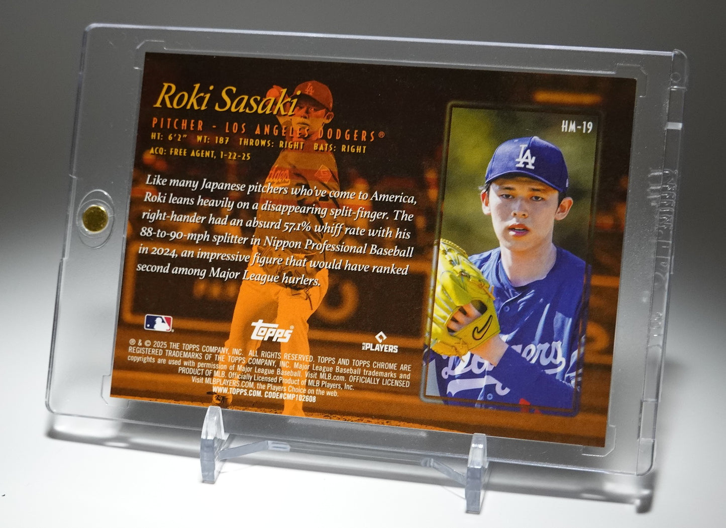 佐々木朗希 スーパーショートプリントインサート&ルーキーカード「Hobby Maseters」2025 Topps Chrome Insert "Hobby Maseters" #HM-19 Roki Sasaki RC