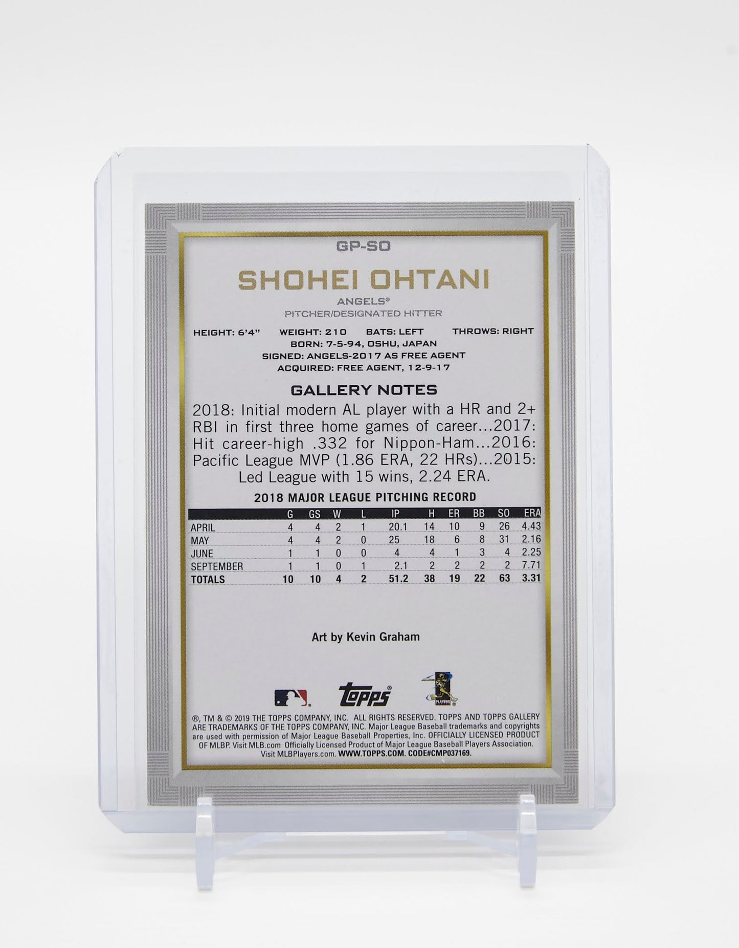 大谷翔平「NBCD」限定配布カード Topps公式プロモ 2019 Topps Gallery National Baseball Card Day #GP-SO Shohei Ohtani
