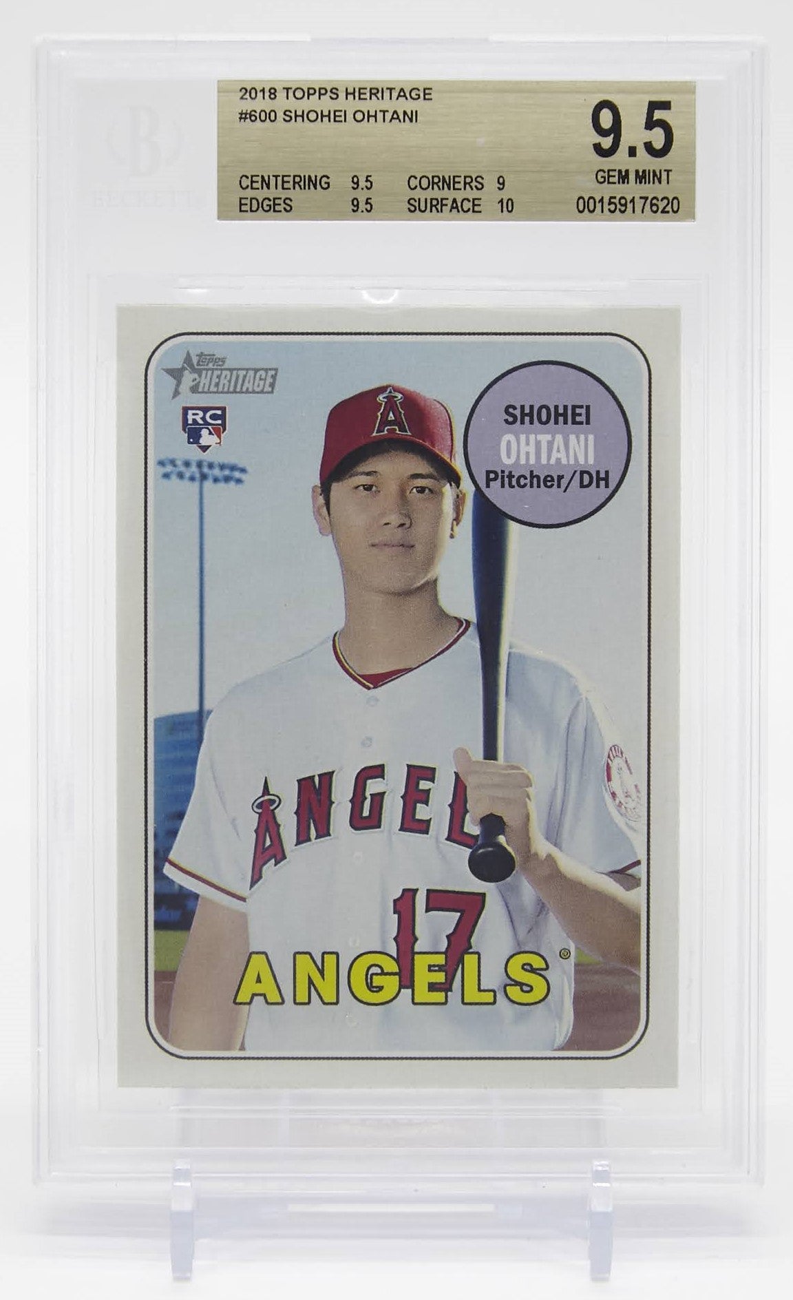 大谷翔平 ルーキーカード【BGS グレーディング済 9.5 GEM MINT】2018 Topps Heritage High Number #600 Shohei Ohtani RC