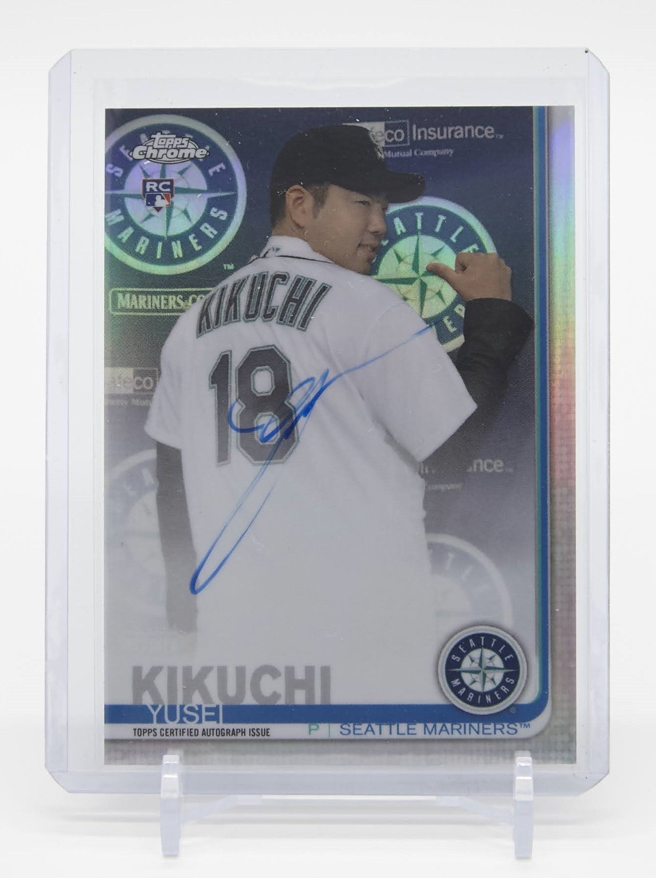 菊池雄星 直筆サイン入りルーキーカード 499枚限定リフラクター 2019 Topps Chrome Refractor #RA-YK Yusei Kikuchi RC AUTO #'d/499