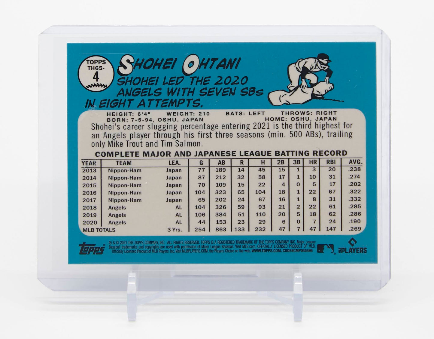 大谷翔平 リフラクター 1965 Topps Baseball 復刻デザイン 2021 Topps Chrome Refractor 1965 Topps Redux #TH65-4 Shohei Ohtani