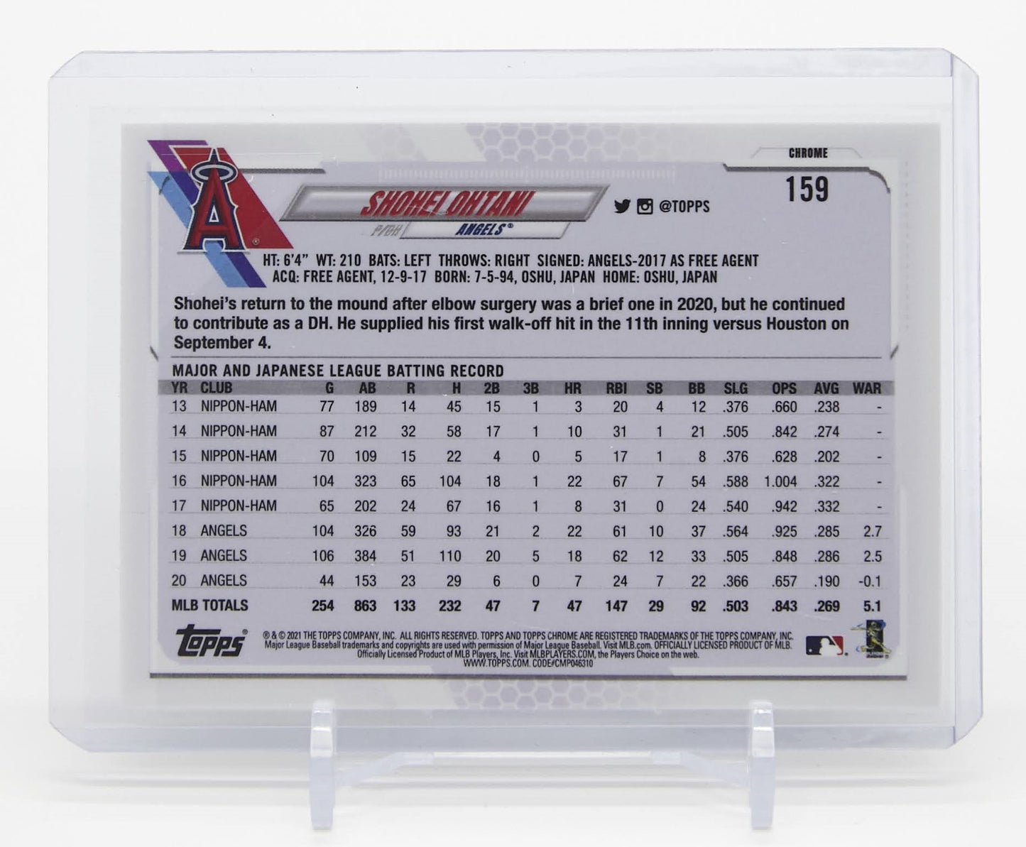 大谷翔平 Xfractorパラレルカード 2021 Topps Chrome Baseball Mega Box X-fractor #159 Shohei Ohtani