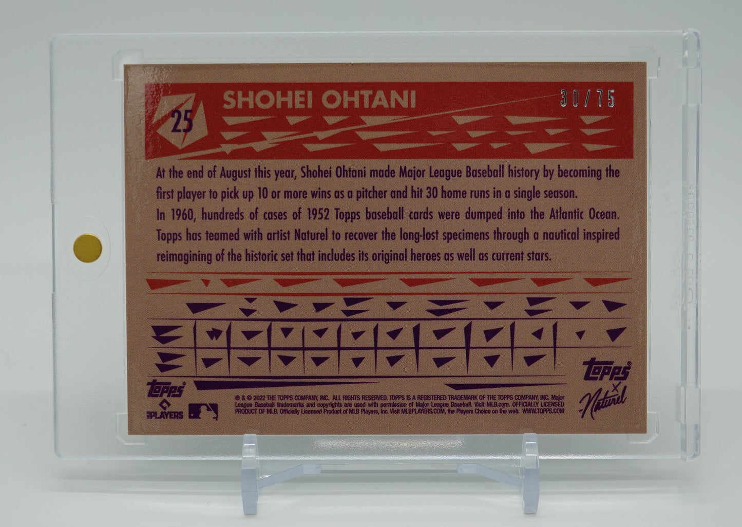 Angels 大谷翔平 世界75枚限定 Seafoam Foil パラレル 2022 Topps x Naturel 1952 Shohei Ohtani Seafoam Foil #25 #'d/75