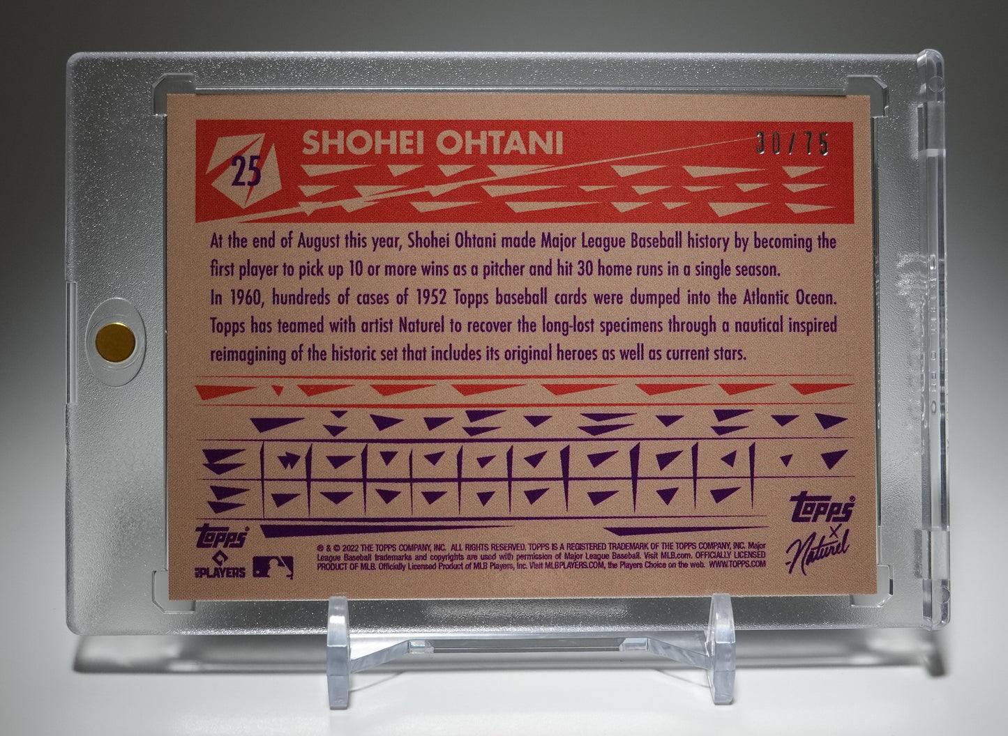 Angels 大谷翔平 世界75枚限定 Seafoam Foil パラレル 2022 Topps x Naturel 1952 Shohei Ohtani Seafoam Foil #25 #'d/75