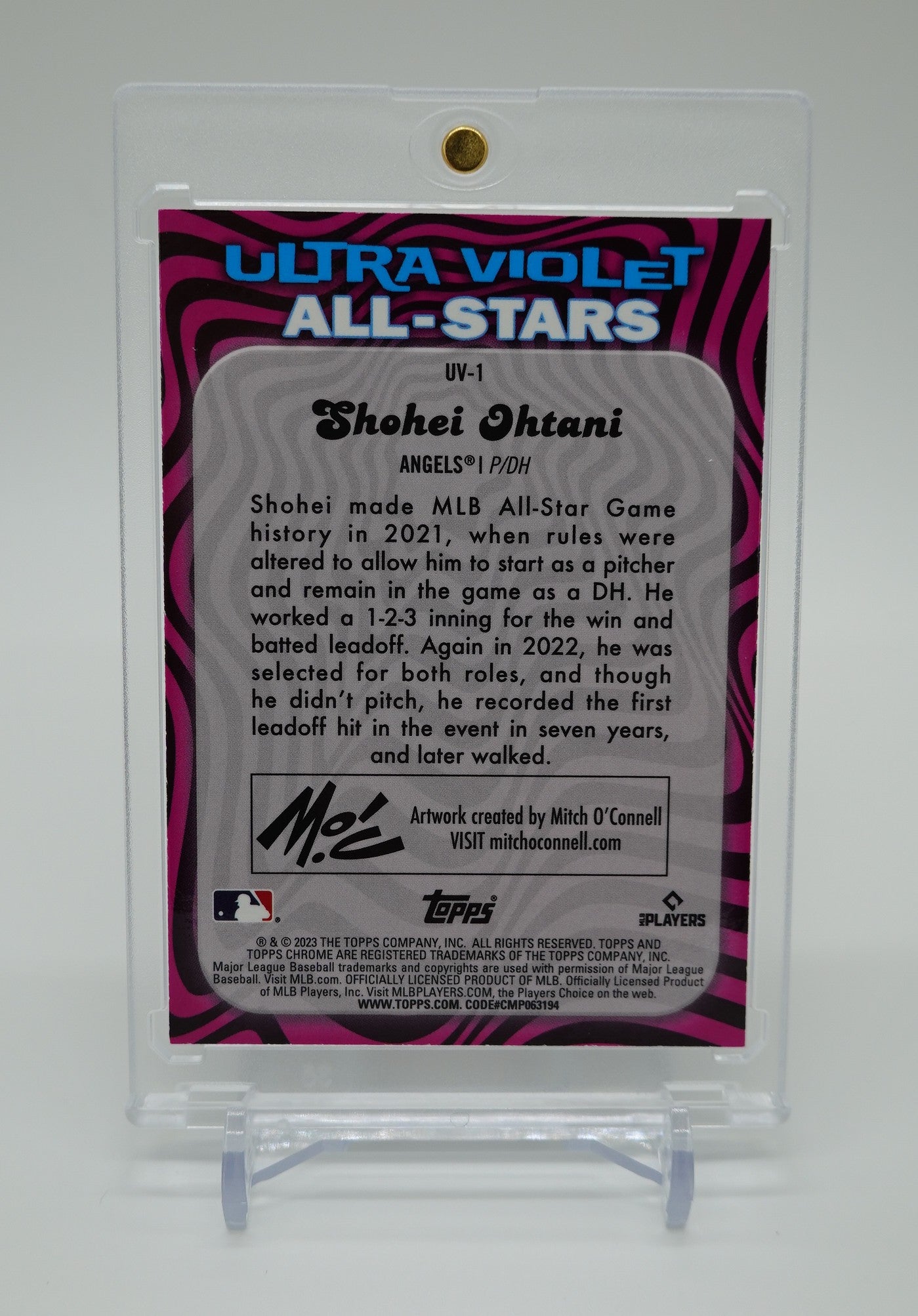 大谷翔平 レアインサート Case Hit 級 人気アートカード 2023 Topps Chrome Ultra Violet All-Stars Insert by Mitch O'Connell Artwork #UV-1 Shohei Ohtani