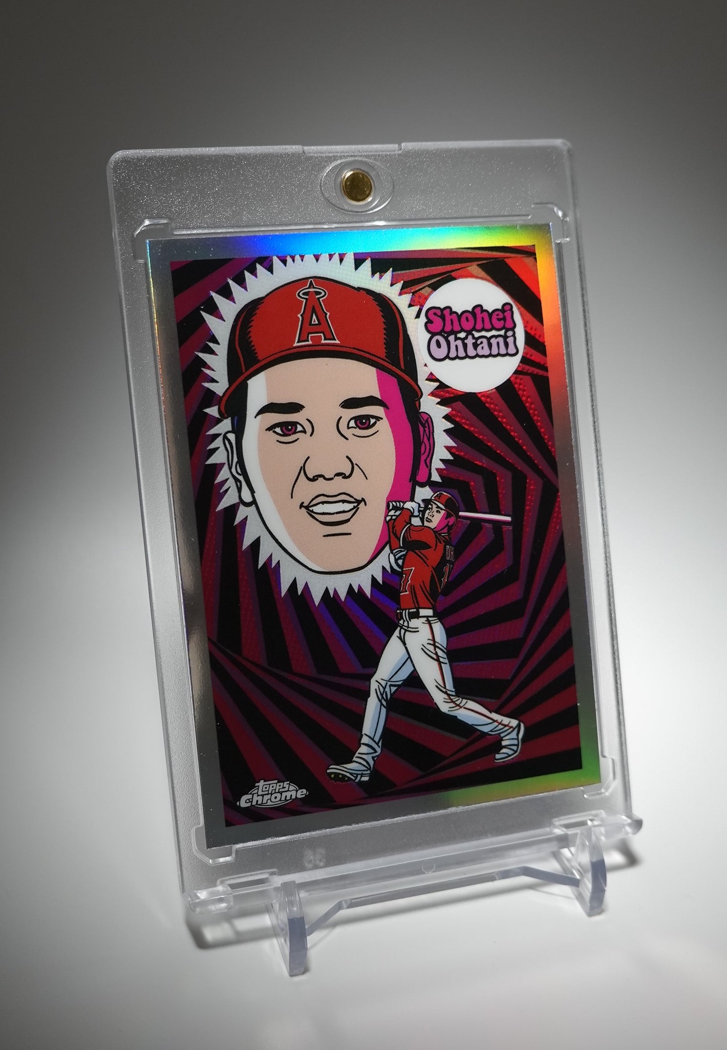 大谷翔平 レアインサート Case Hit 級 人気アートカード 2023 Topps Chrome Ultra Violet All-Stars Insert by Mitch O'Connell Artwork #UV-1 Shohei Ohtani
