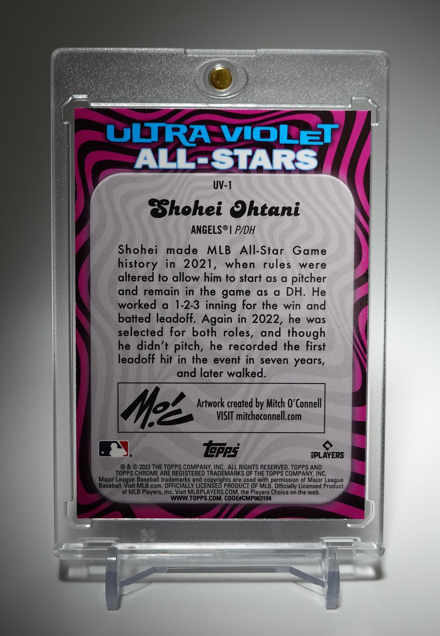 大谷翔平 レアインサート Case Hit 級 人気アートカード 2023 Topps Chrome Ultra Violet All-Stars Insert by Mitch O'Connell Artwork #UV-1 Shohei Ohtani