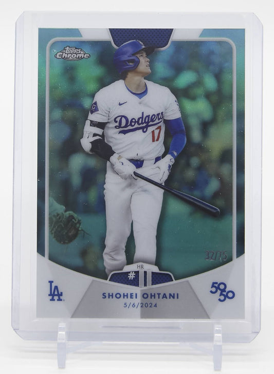 大谷翔平 50/50カード 75枚限定 アクア・リフラクター 2024 Topps 50/50 Shohei Ohtani Home Run #11 #18 Aqua Refractor  #'d/75