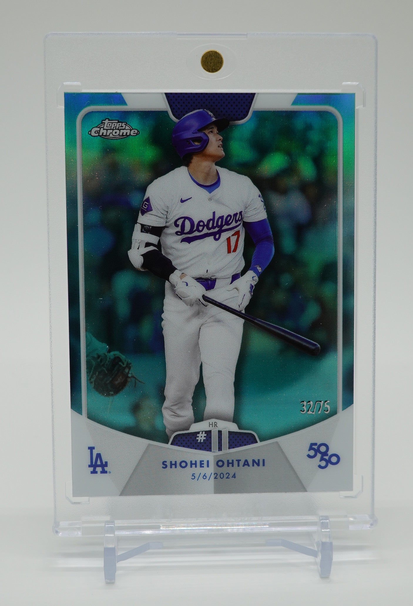 大谷翔平 50/50カード 75枚限定 アクア・リフラクター 2024 Topps 50/50 Shohei Ohtani Home Run #11 #18 Aqua Refractor  #'d/75