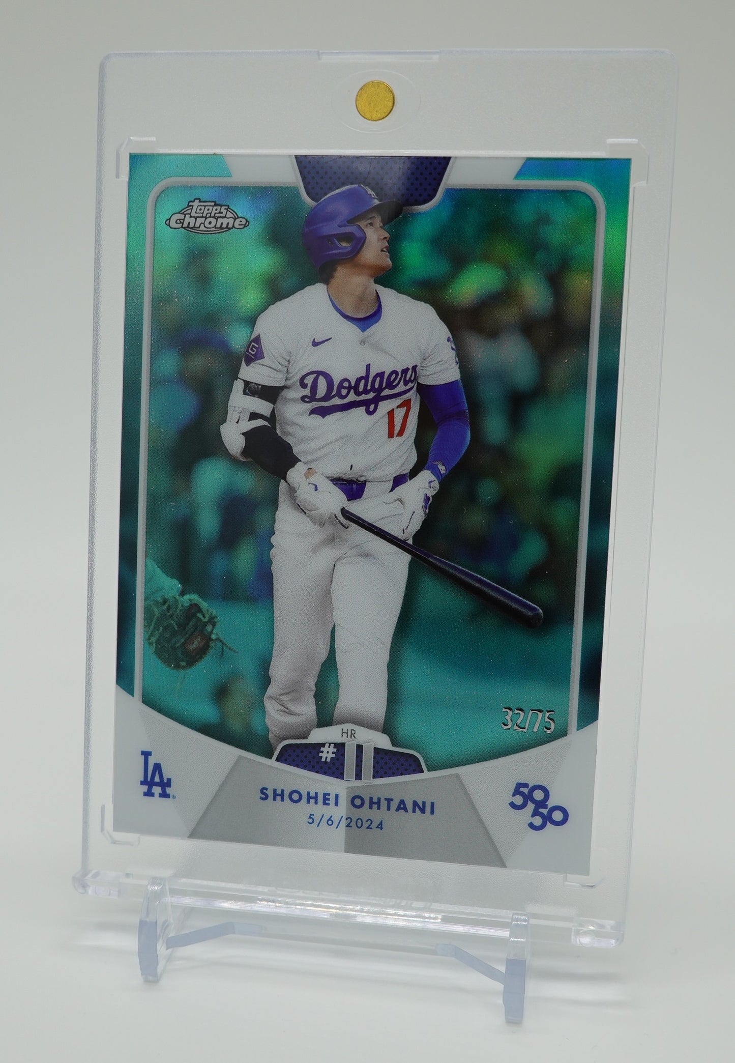 大谷翔平 50/50カード 75枚限定 アクア・リフラクター 2024 Topps 50/50 Shohei Ohtani Home Run #11 #18 Aqua Refractor  #'d/75