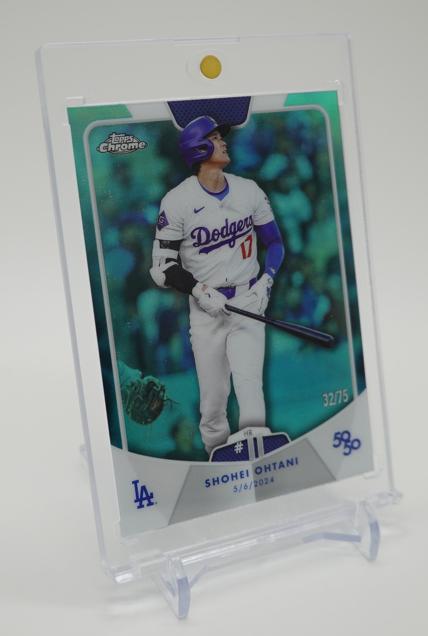 大谷翔平 50/50カード 75枚限定 アクア・リフラクター 2024 Topps 50/50 Shohei Ohtani Home Run #11 #18 Aqua Refractor  #'d/75