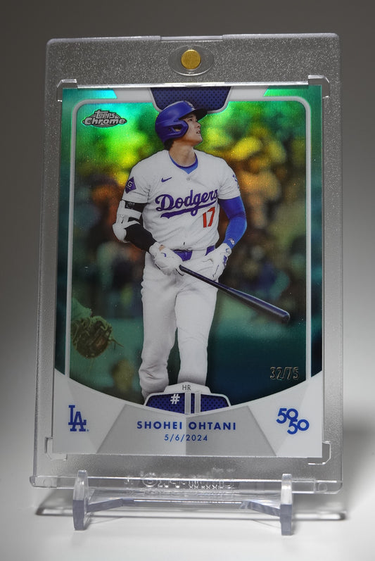 大谷翔平 50/50カード 75枚限定 アクア・リフラクター 2024 Topps 50/50 Shohei Ohtani Home Run #11 #18 Aqua Refractor  #'d/75