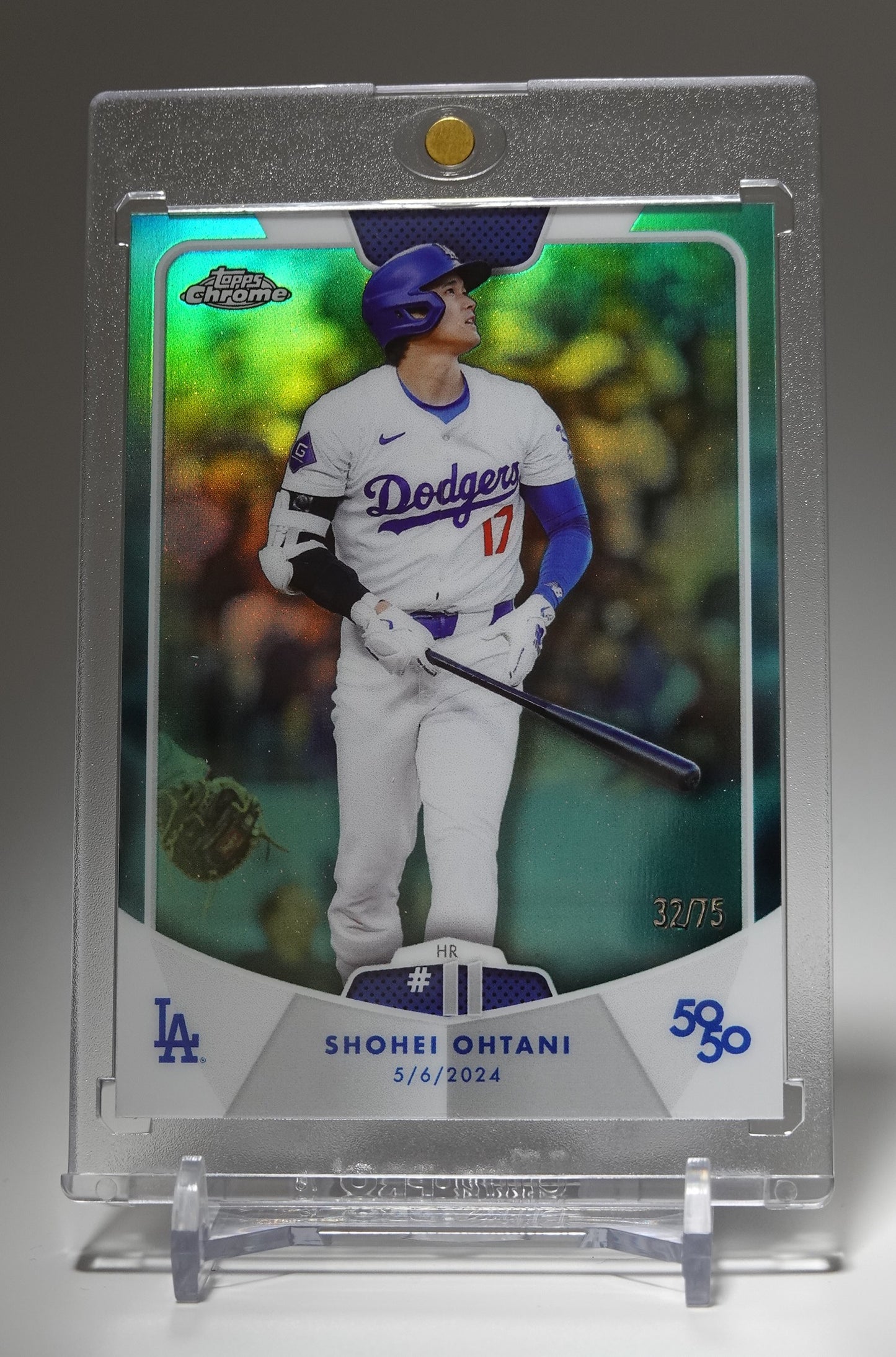 大谷翔平 50/50カード 75枚限定 アクア・リフラクター 2024 Topps 50/50 Shohei Ohtani Home Run #11 #18 Aqua Refractor  #'d/75