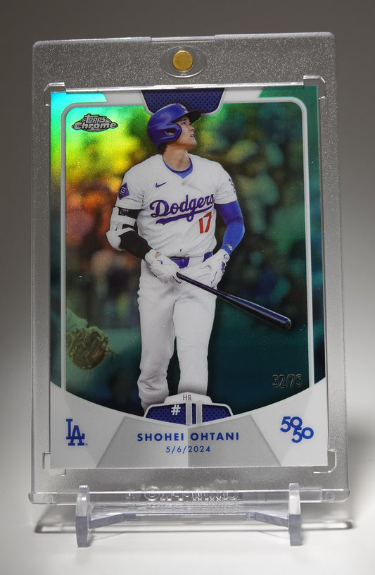 大谷翔平 50/50カード 75枚限定 アクア・リフラクター 2024 Topps 50/50 Shohei Ohtani Home Run #11 #18 Aqua Refractor  #'d/75
