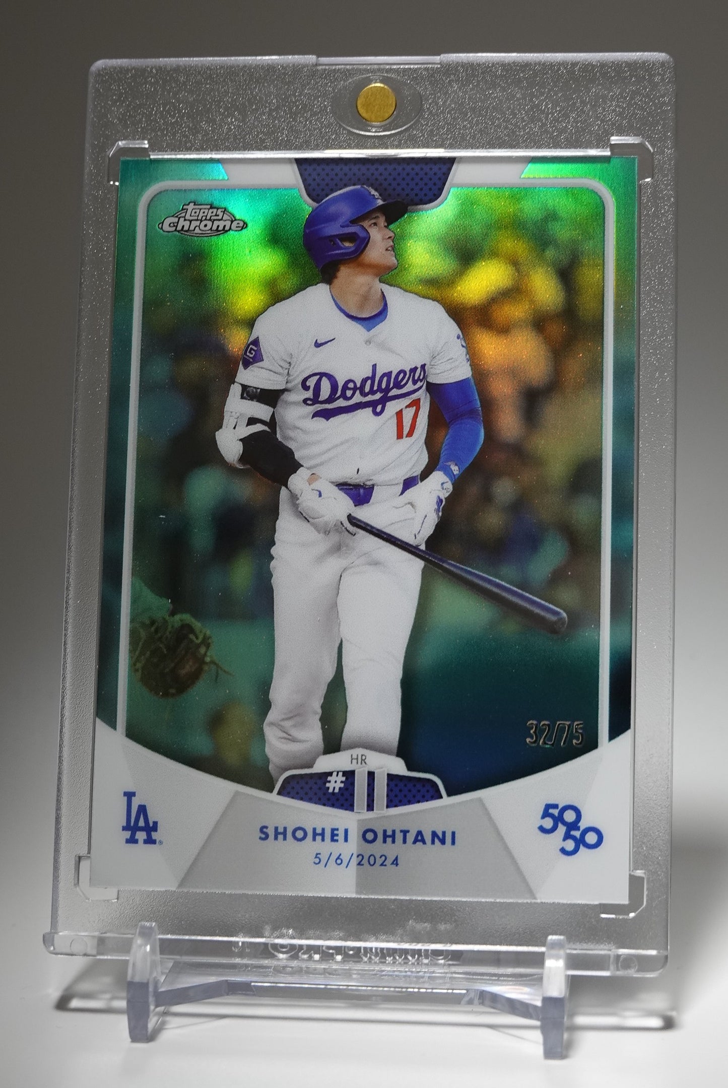 大谷翔平 50/50カード 75枚限定 アクア・リフラクター 2024 Topps 50/50 Shohei Ohtani Home Run #11 #18 Aqua Refractor  #'d/75