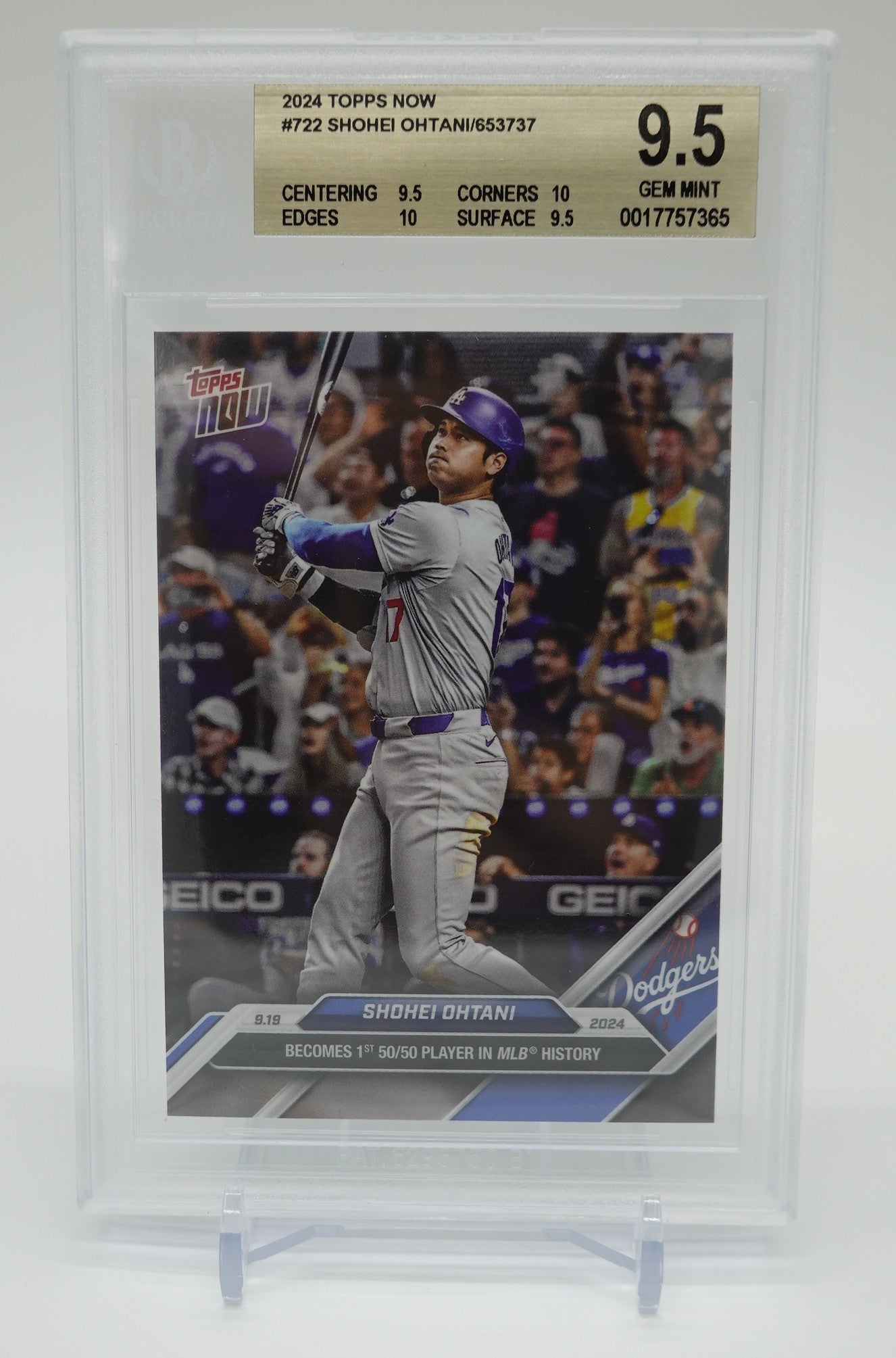 【BGS 9.5 GEM MINT ゴールドラベル】大谷翔平 MLB史上初「50/50」達成記念カード 2024 Topps NOW #722 Shohei Ohtani