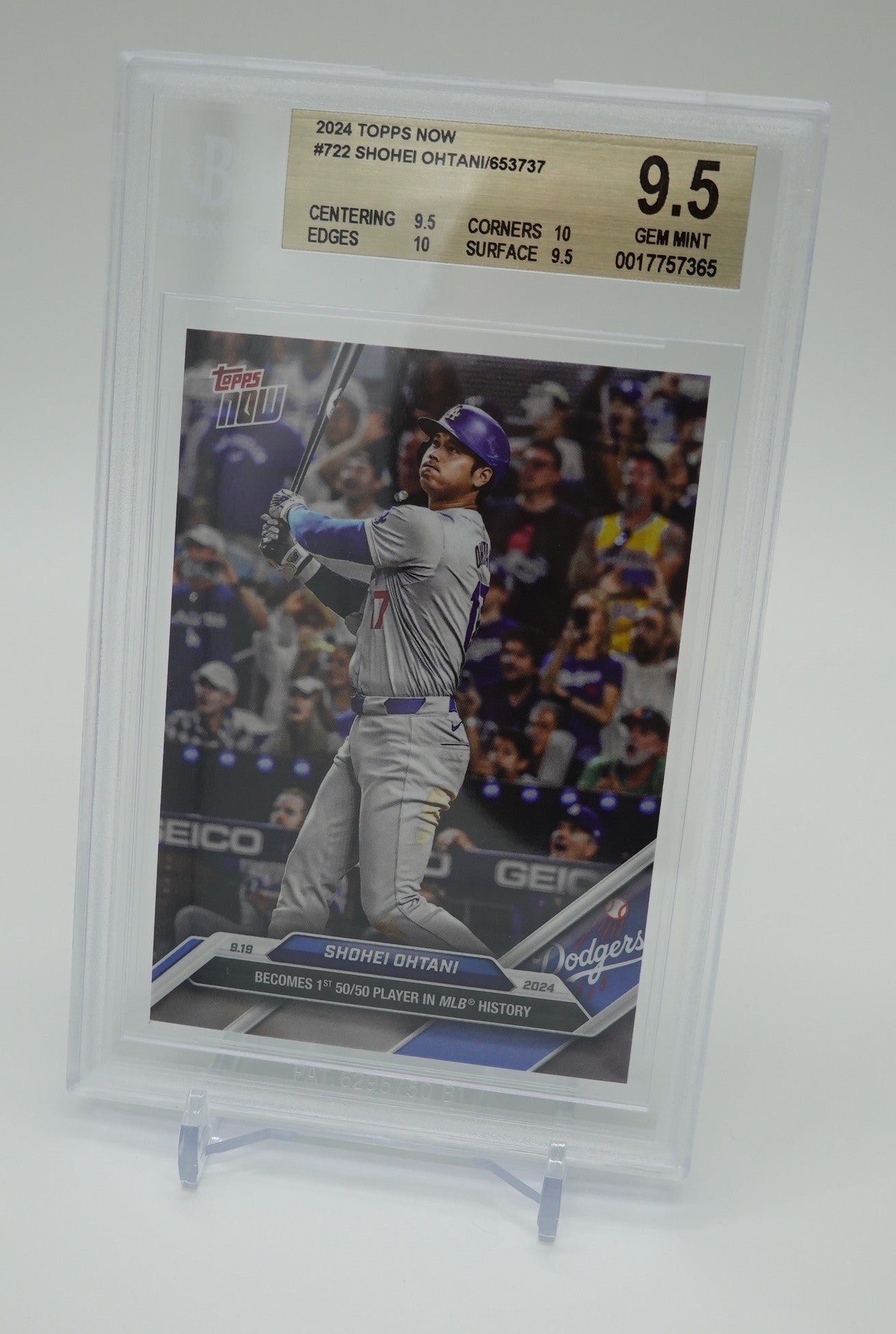 【BGS 9.5 GEM MINT ゴールドラベル】大谷翔平 MLB史上初「50/50」達成記念カード 2024 Topps NOW #722 Shohei Ohtani